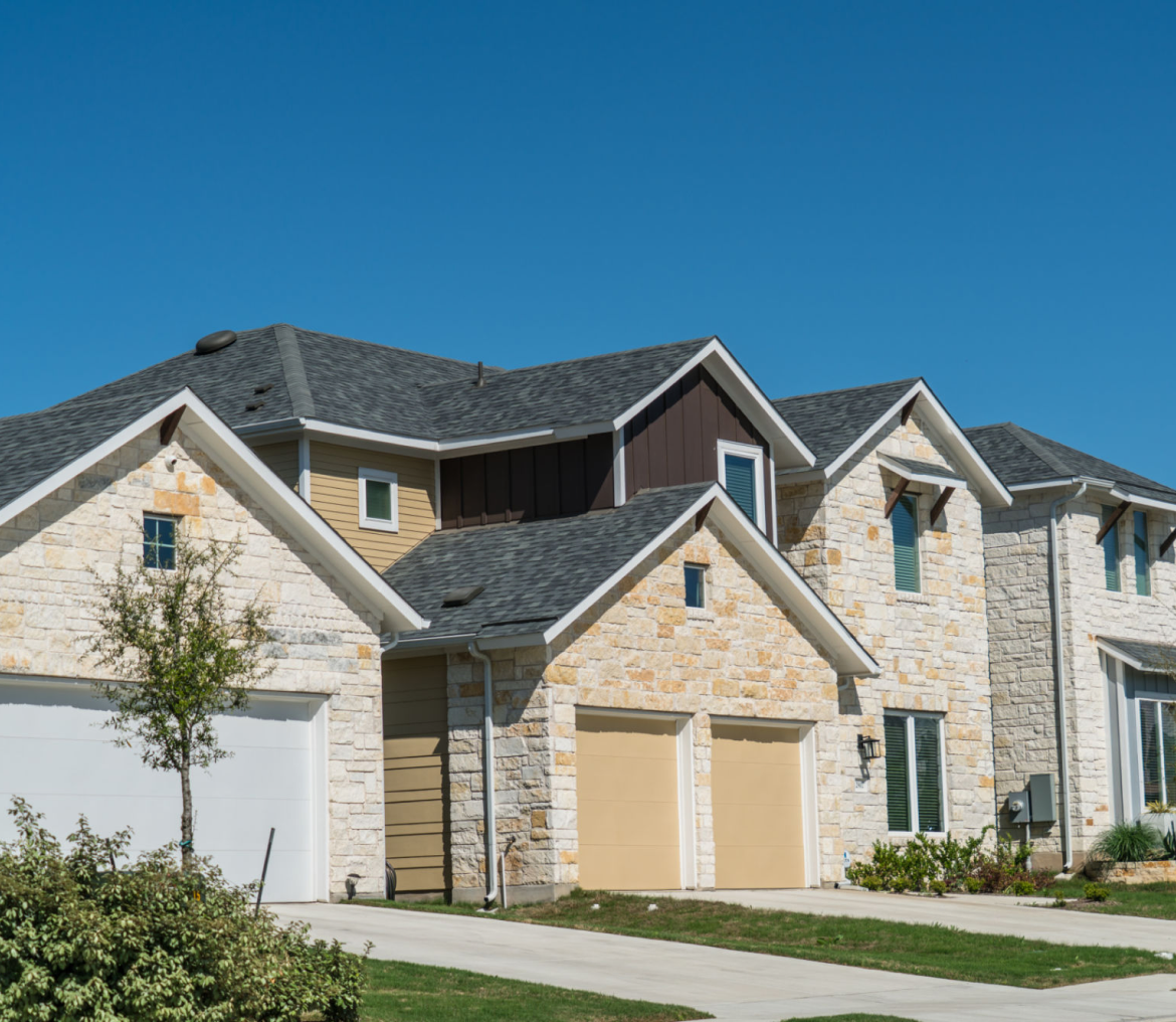 Row of contemporary suburban houses